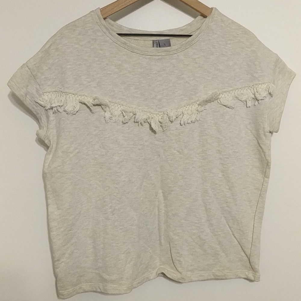 New Directions Weekend Frill Short Sleeve Sweater